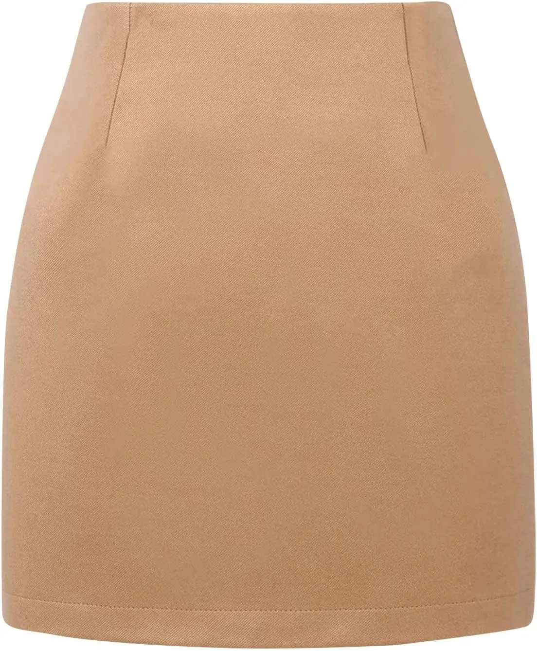 Women Elegant Lettuce Trim Solid High Waisted Pencil Midi Skirt Long Jean Skirts with Waist Control Top