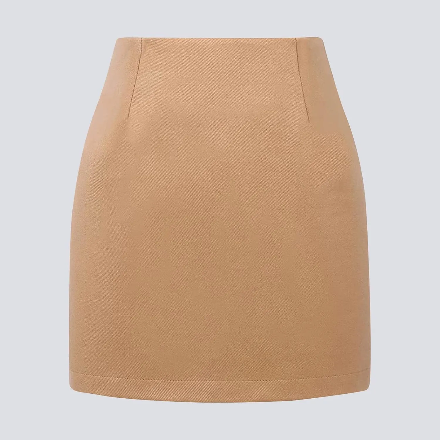 Women Elegant Lettuce Trim Solid High Waisted Pencil Midi Skirt Long Jean Skirts with Waist Control Top