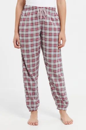 Women Red Checkered Pajama Bottom