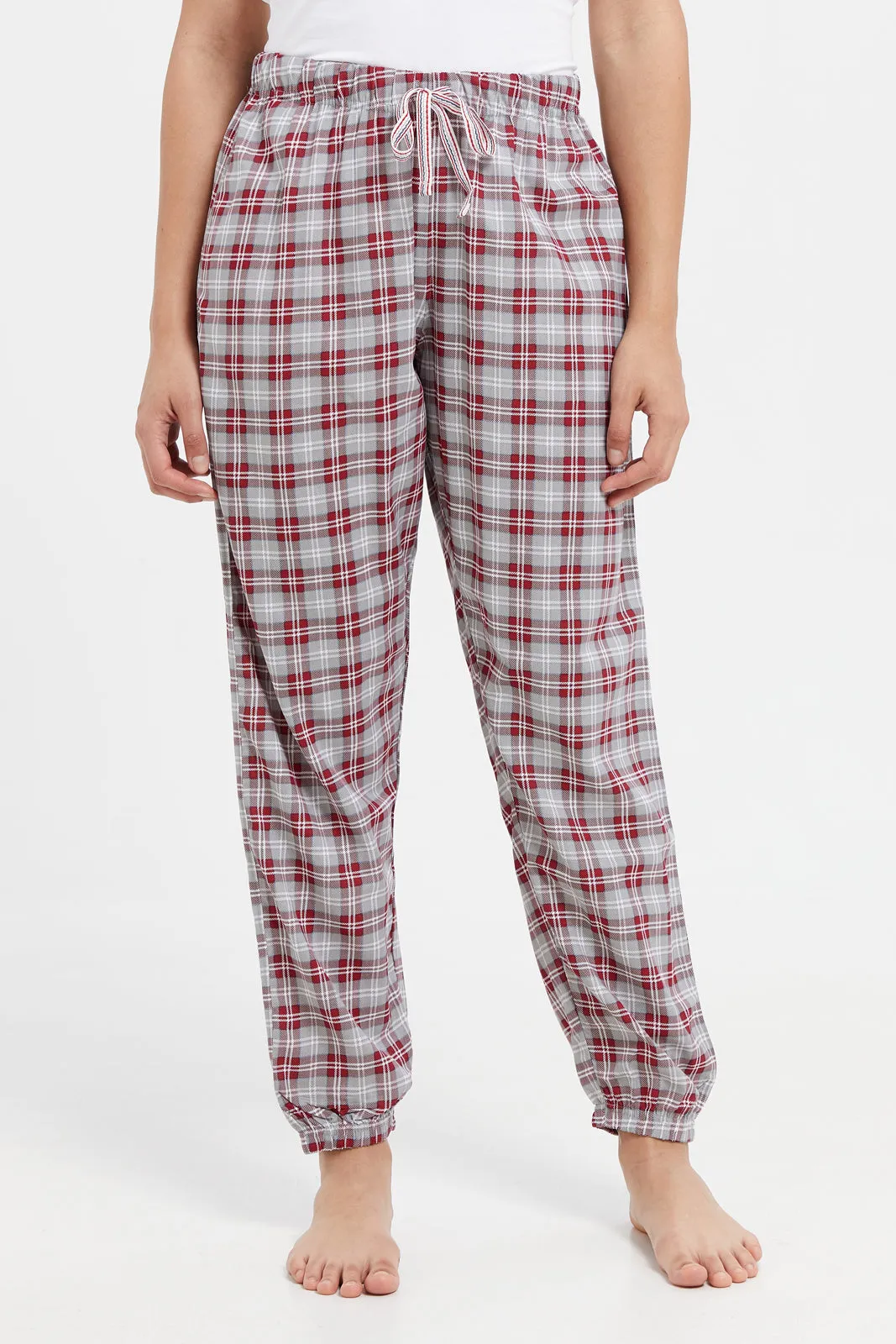 Women Red Checkered Pajama Bottom
