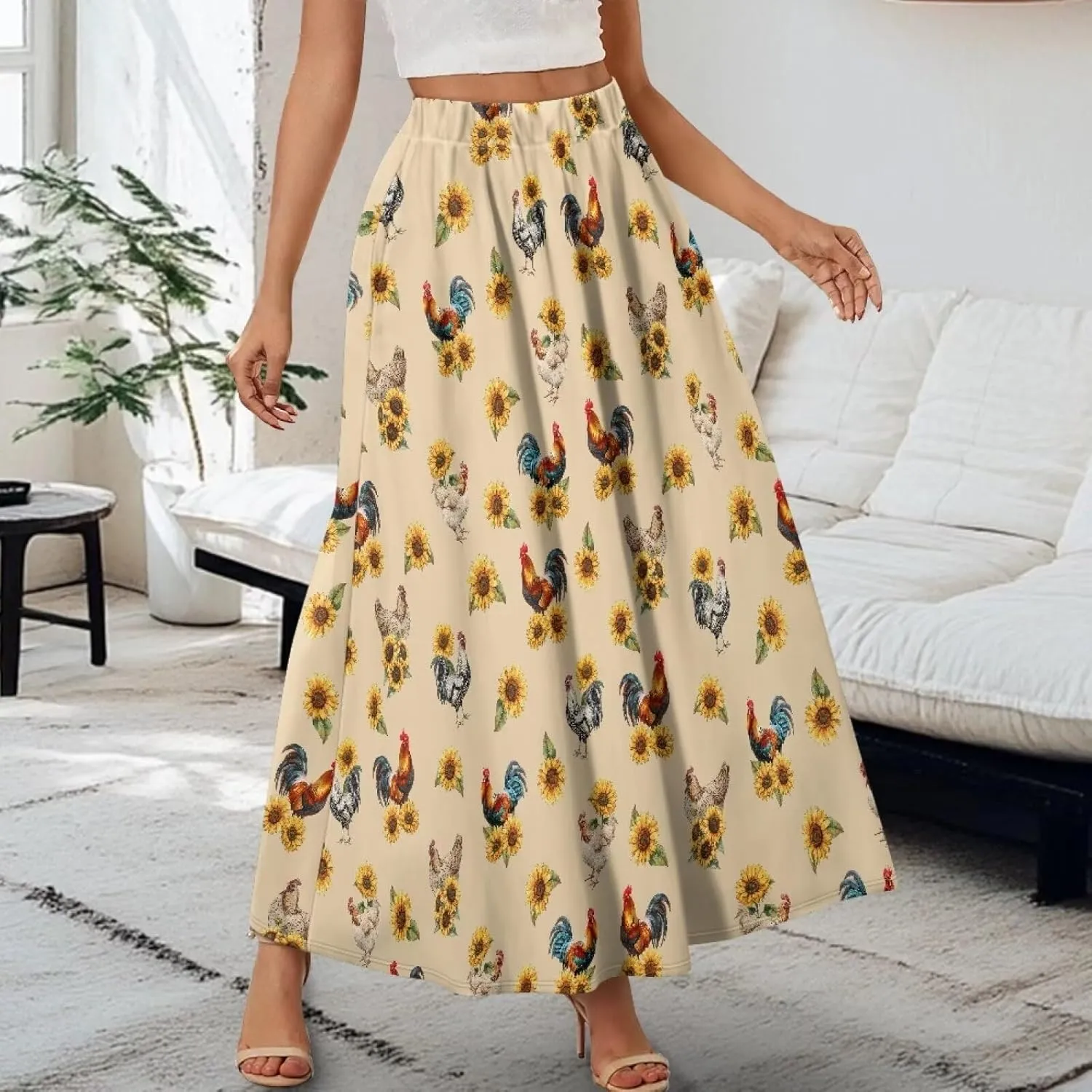 Women's Maxi Skirts High Waisted A-Line Elegant Long Skirts Flowy Swing Casual Party Skirts Dress for Party Beach