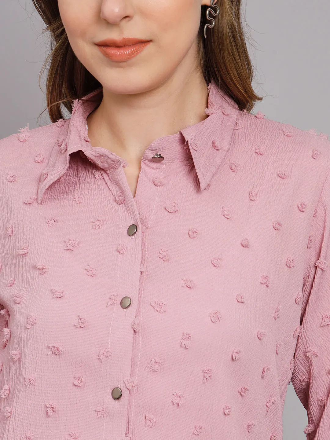 Women's Pink Chiffon Straight Shirt