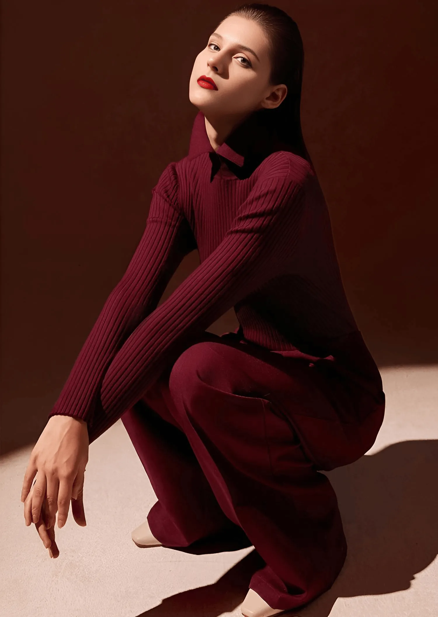 Women's Polo Sweaters Fashion Long Sleeve Wool Pullovers Long Sleeve Knitted Tops Office Lady Spring Sweater