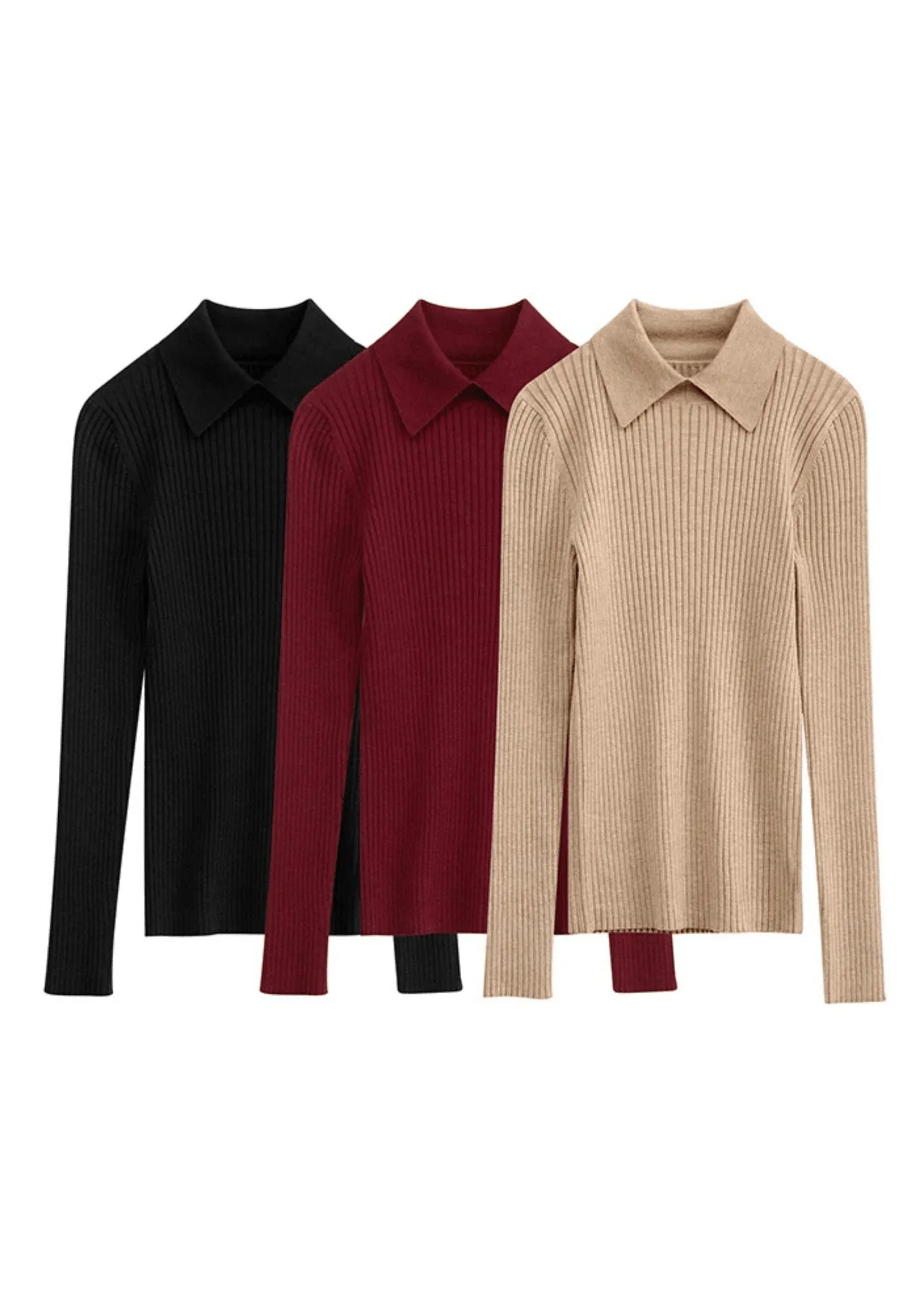Women's Polo Sweaters Fashion Long Sleeve Wool Pullovers Long Sleeve Knitted Tops Office Lady Spring Sweater