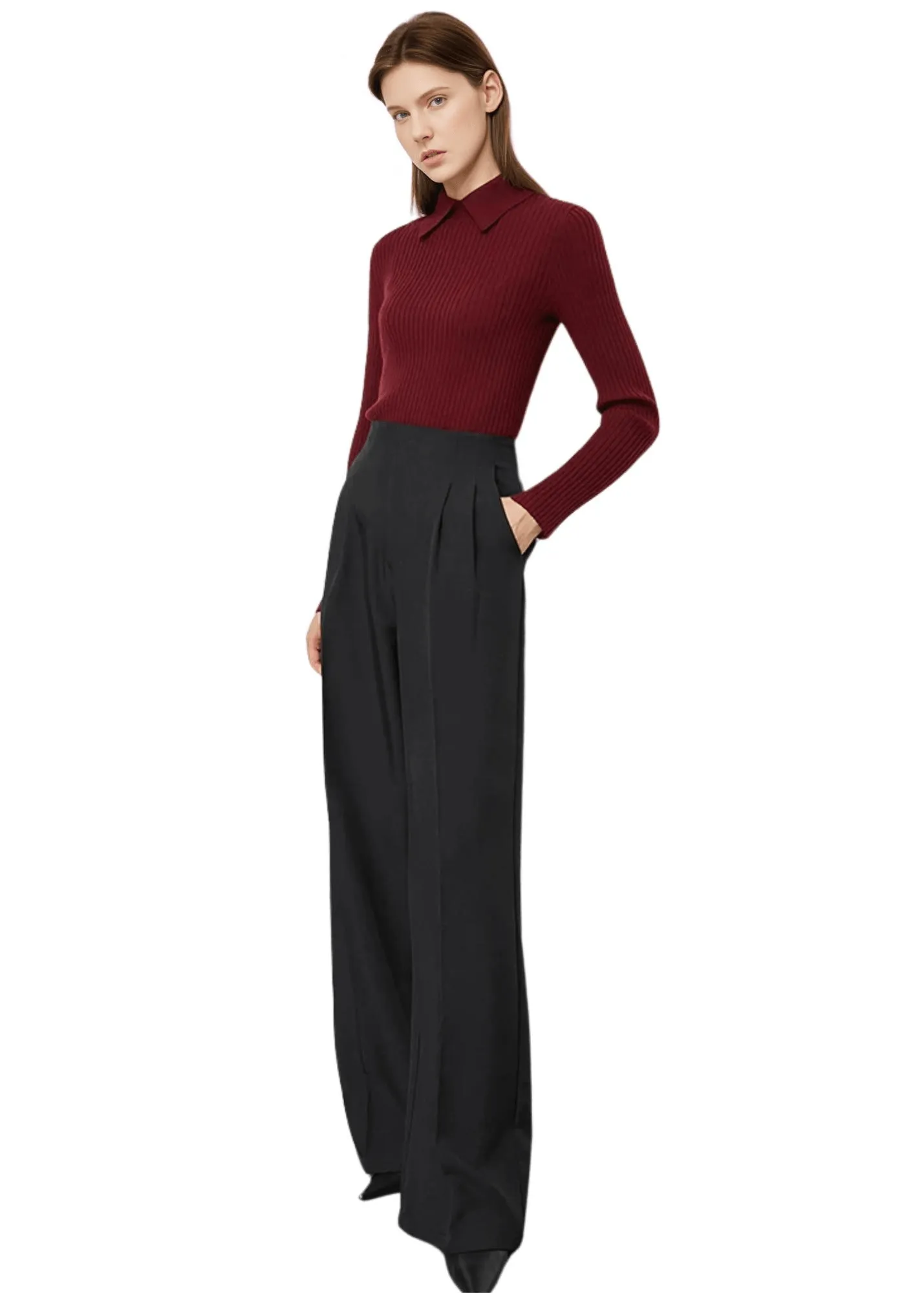 Women's Polo Sweaters Fashion Long Sleeve Wool Pullovers Long Sleeve Knitted Tops Office Lady Spring Sweater