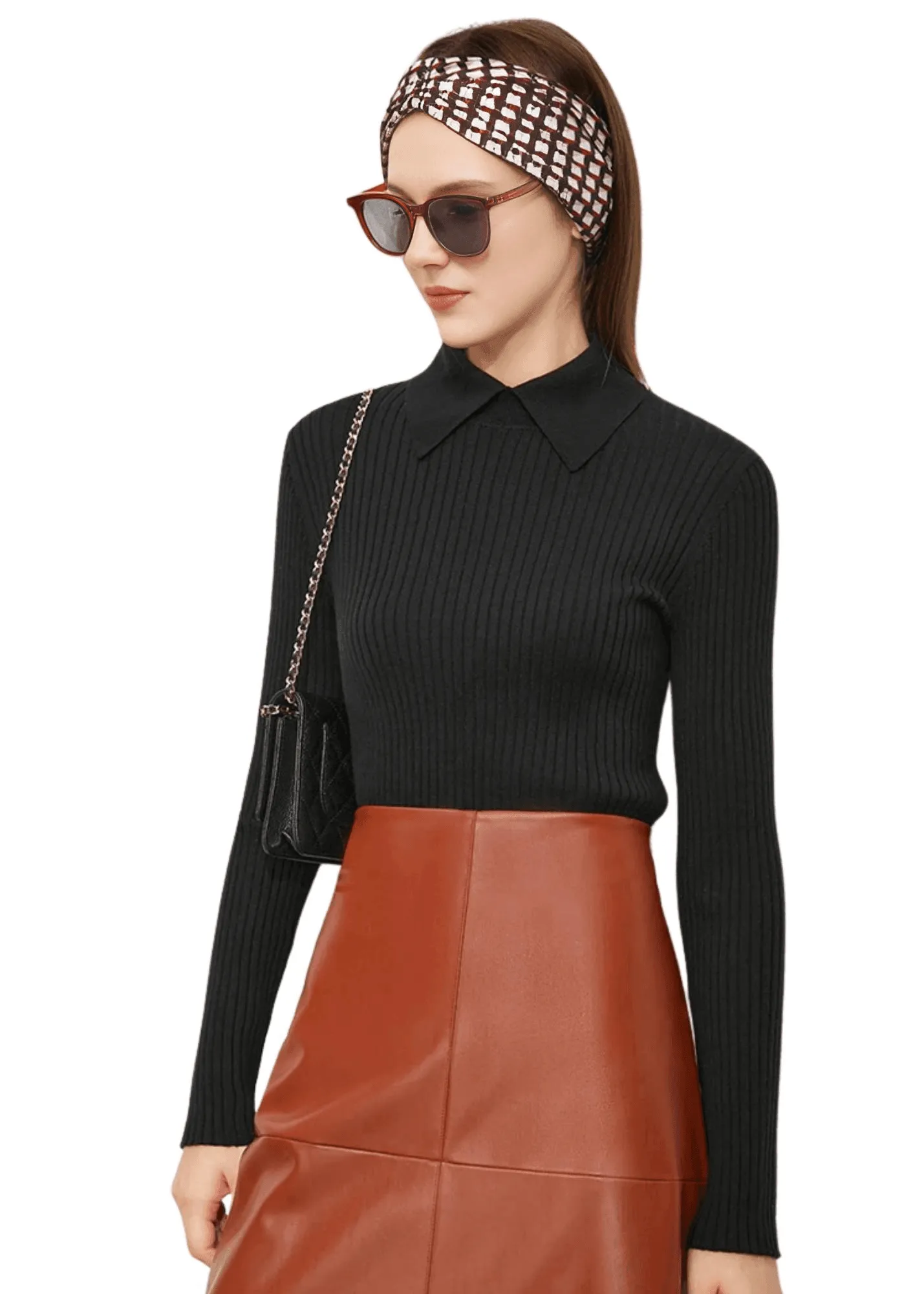 Women's Polo Sweaters Fashion Long Sleeve Wool Pullovers Long Sleeve Knitted Tops Office Lady Spring Sweater
