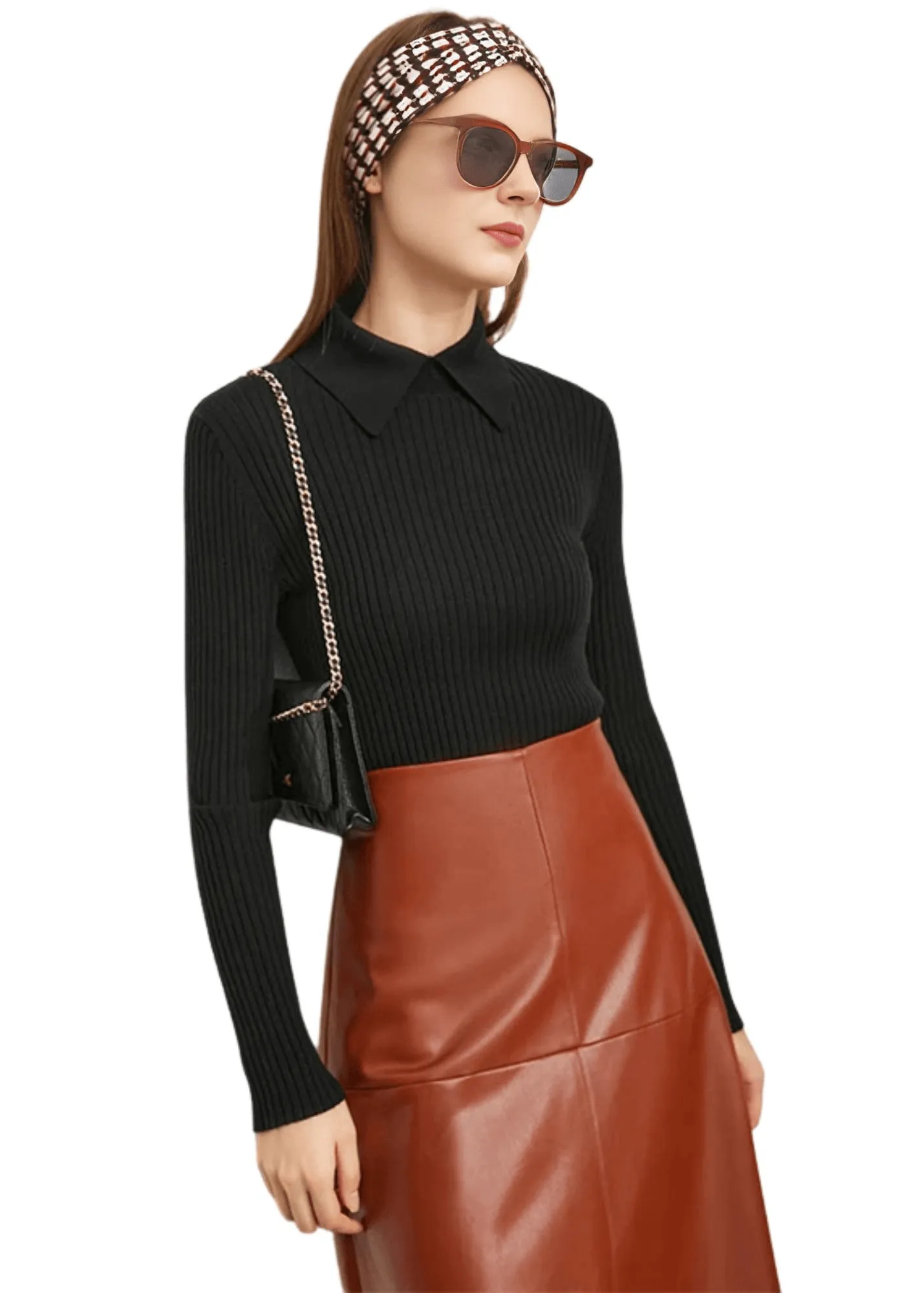 Women's Polo Sweaters Fashion Long Sleeve Wool Pullovers Long Sleeve Knitted Tops Office Lady Spring Sweater