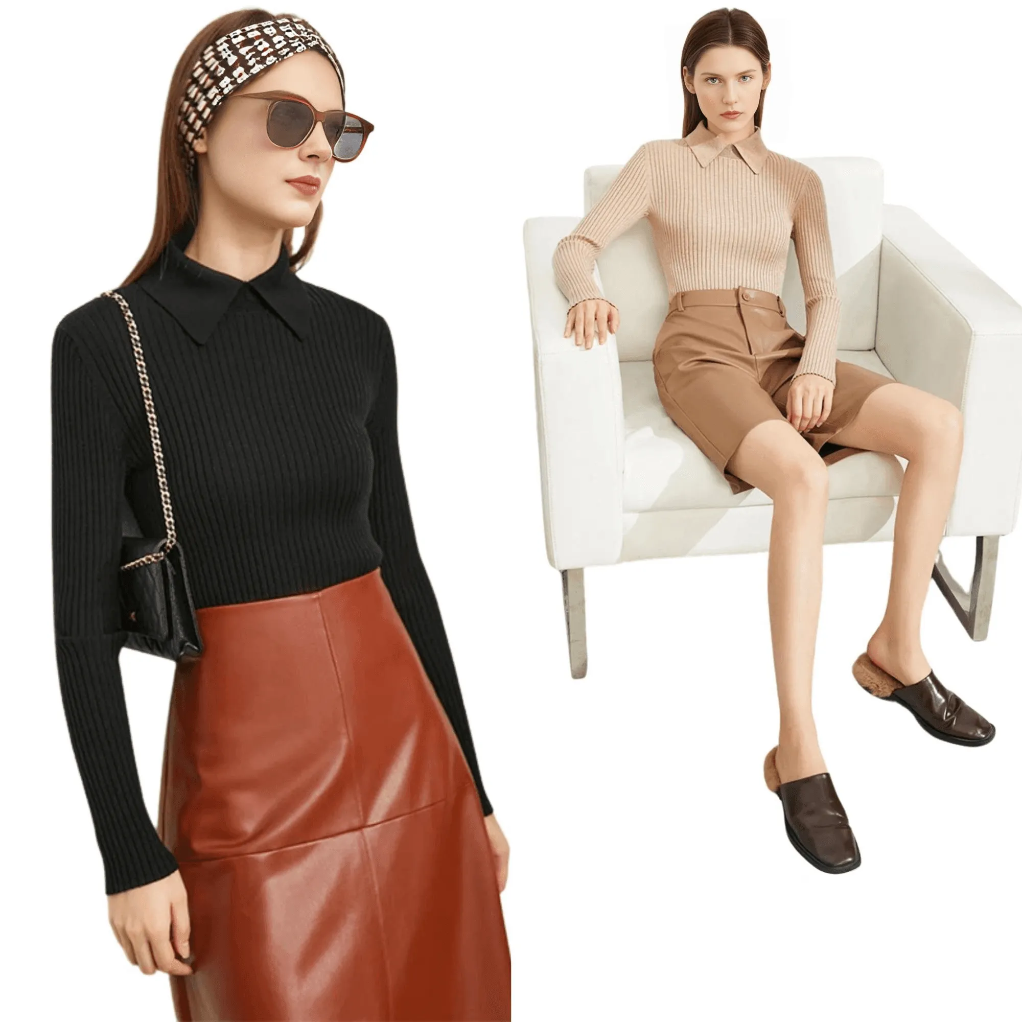 Women's Polo Sweaters Fashion Long Sleeve Wool Pullovers Long Sleeve Knitted Tops Office Lady Spring Sweater