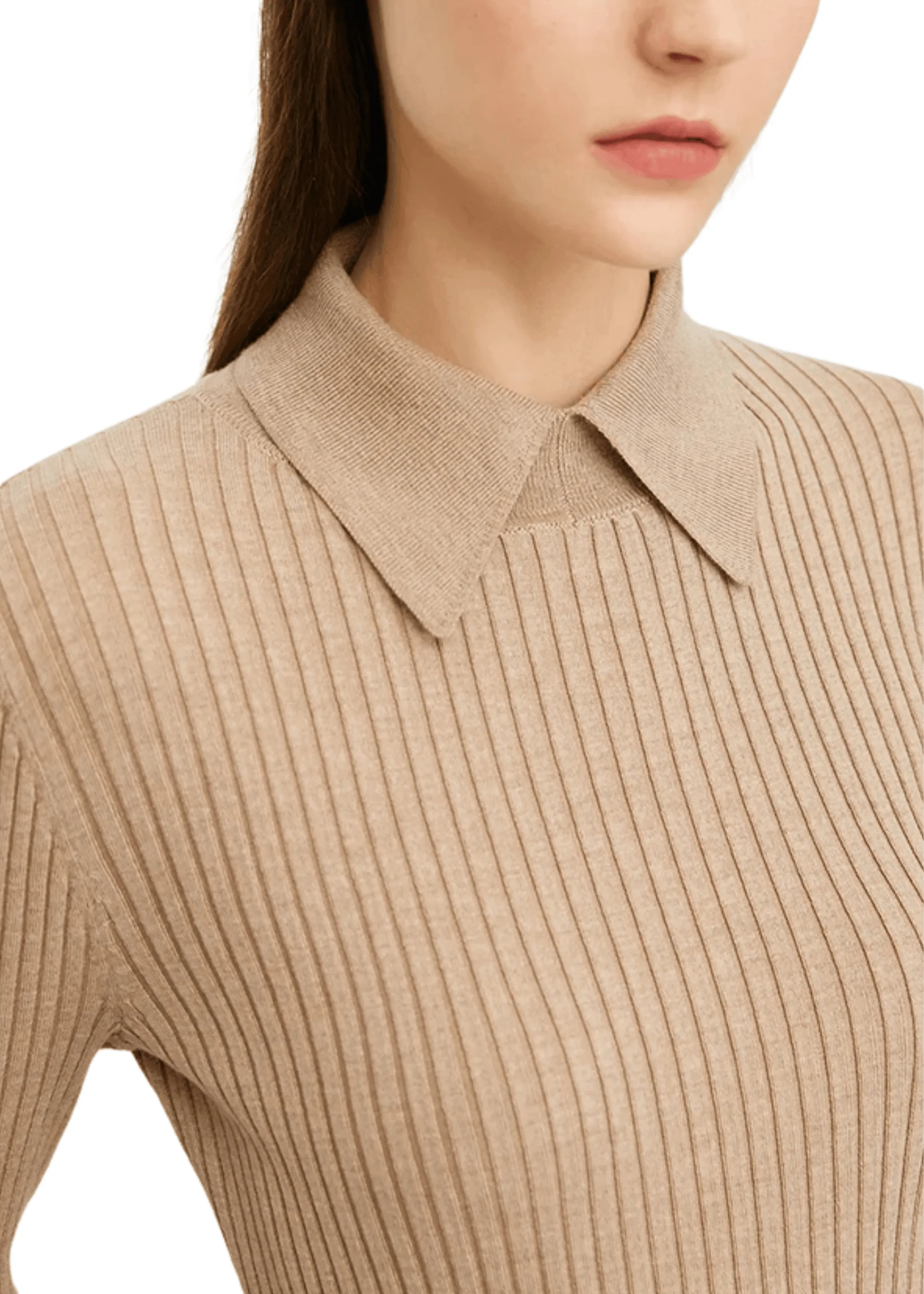 Women's Polo Sweaters Fashion Long Sleeve Wool Pullovers Long Sleeve Knitted Tops Office Lady Spring Sweater