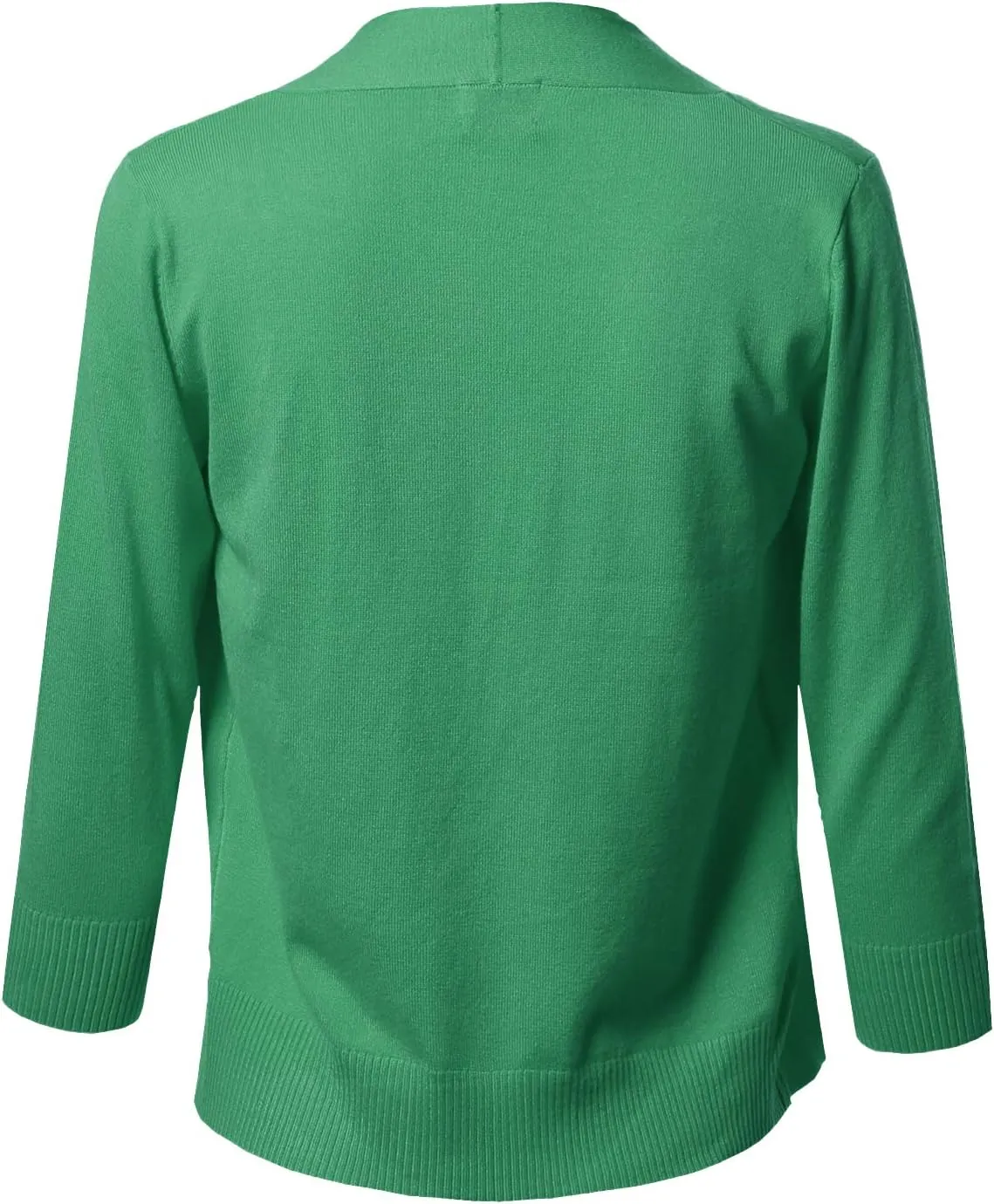 Women's Solid Open Front Soft Stretch 3/4 Sleeve Layer Short Cardigan