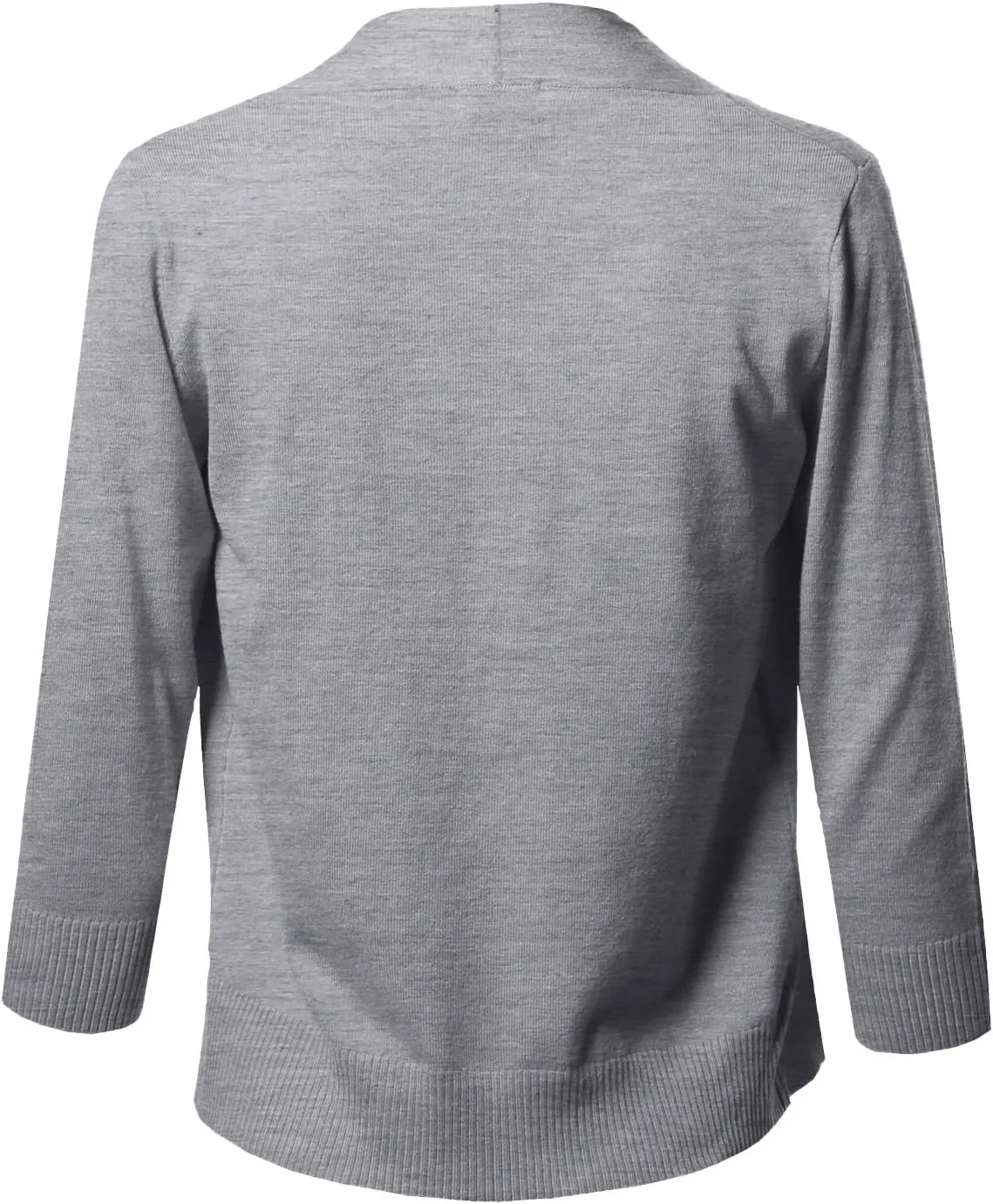 Women's Solid Open Front Soft Stretch 3/4 Sleeve Layer Short Cardigan